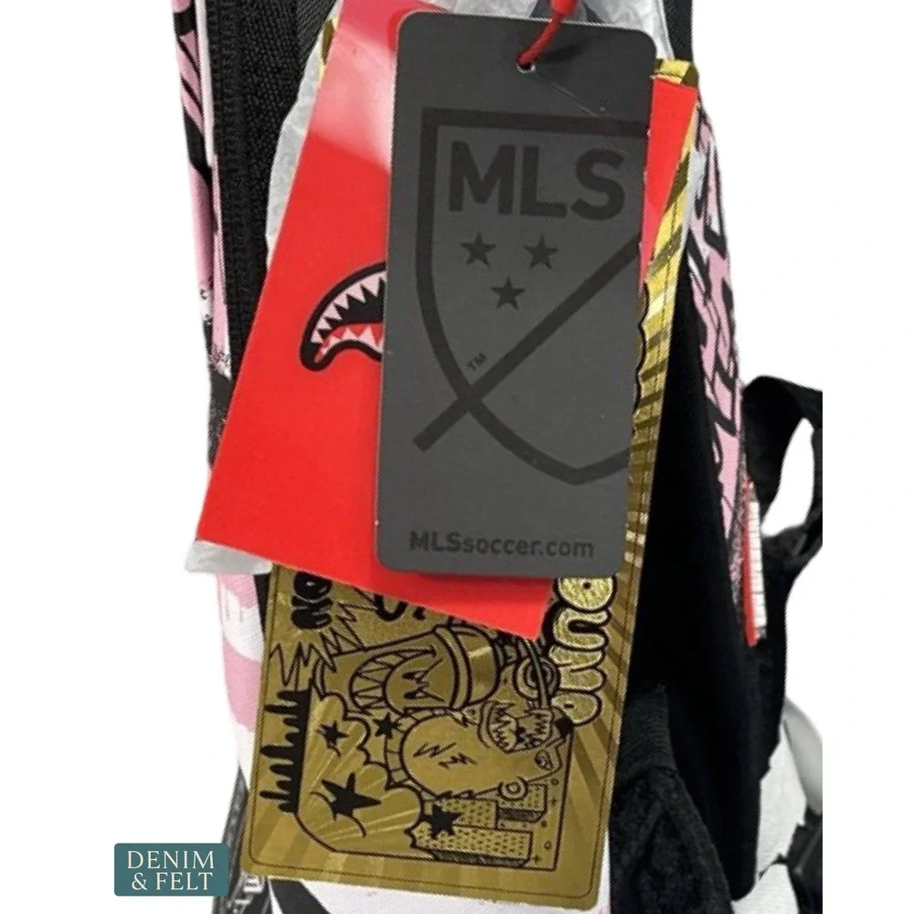 NEW Sprayground Inter Miami Stencil Shark DLXSV Pink Black Backpack MLS Soccer
